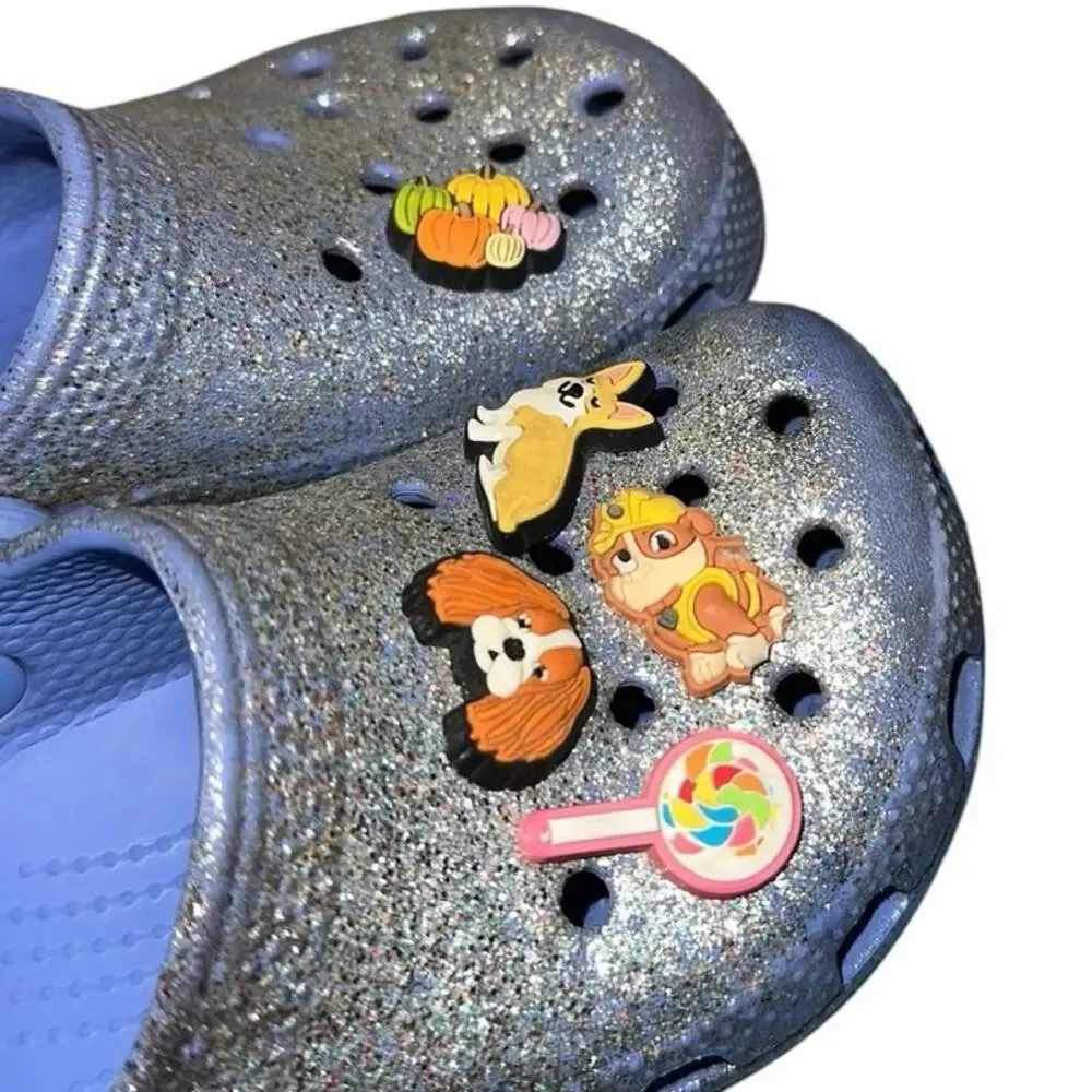 Crocs Kids Classic Glitter Clogs Blue Charm Shoes C10 Toddler